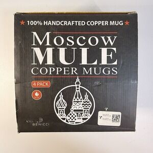 Moscow Mule Mug Set 100 % Handcrafted Copper Mug Set Of 4 W/ Jigger & Straws